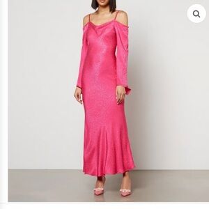 Never Fully Dressed Kiri Leopard Satin-Jacquard Midi Dress